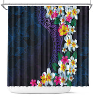 Hawaiian Plumeria-Polynesian Art Tattoo Frosted Blue Violet Color Shower Curtain