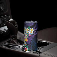 Hawaiian Plumeria-Polynesian Art Tattoo Frosted Blue Violet Color Skinny Tumbler