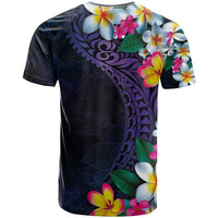 Hawaiian Plumeria-Polynesian Art Tattoo Frosted Blue Violet Color T Shirt