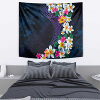 Hawaiian Plumeria-Polynesian Art Tattoo Frosted Blue Violet Color Tapestry