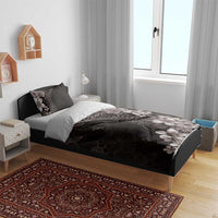 Hawaiian Plumeria-Polynesian Art Tattoo Grayscale Color Bedding Set