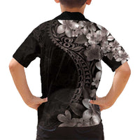 Hawaiian Plumeria-Polynesian Art Tattoo Grayscale Color Kid Hawaiian Shirt