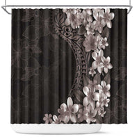 Hawaiian Plumeria-Polynesian Art Tattoo Grayscale Color Shower Curtain