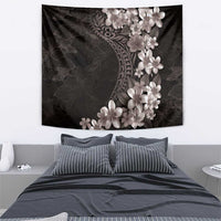 Hawaiian Plumeria-Polynesian Art Tattoo Grayscale Color Tapestry