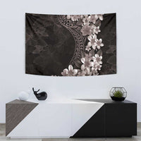 Hawaiian Plumeria-Polynesian Art Tattoo Grayscale Color Tapestry