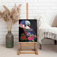 American Samoa and United States Together Canvas Wall Art National Flag with Eagle-Hibiscus and Rose