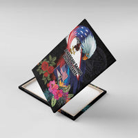 American Samoa and United States Together Canvas Wall Art National Flag with Eagle-Hibiscus and Rose