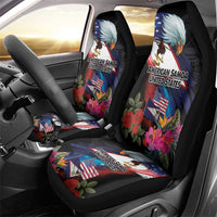 American Samoa and United States Together Car Seat Cover National Flag with Eagle-Hibiscus and Rose