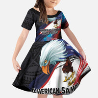 American Samoa and United States Together Family Matching Puletasi and Hawaiian Shirt National Flag with Eagle-Hibiscus and Rose