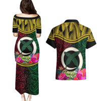 Vanuatu 44th Anniversary Independence Day Couples Matching Puletasi and Hawaiian Shirt Boars Tusk and Namele Plant LT03 - Polynesian Pride
