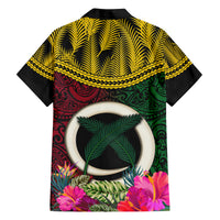 Vanuatu 44th Anniversary Independence Day Family Matching Off Shoulder Maxi Dress and Hawaiian Shirt Boars Tusk and Namele Plant LT03