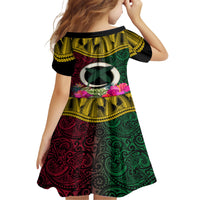 Vanuatu 44th Anniversary Independence Day Family Matching Short Sleeve Bodycon Dress and Hawaiian Shirt Boars Tusk and Namele Plant LT03 - Polynesian Pride