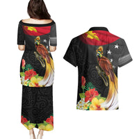 Papua New Guinea Independence Day Couples Matching Puletasi and Hawaiian Shirt PNG Flag and Bird-of-Paradise LT03 - Polynesian Pride