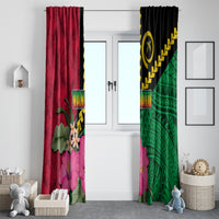 Vanuatu Flag Hibiscus Polynesian Pattern Window Curtain