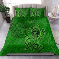 Hawaii Monk Seal and Dolphin Bedding Set Polynesian Kakau Pattern Green