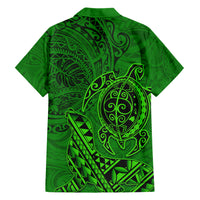 Hawaii Monk Seal and Dolphin Hawaiian Shirt Polynesian Kakau Pattern Green