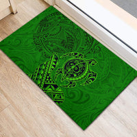 Hawaii Monk Seal and Dolphin Rubber Doormat Polynesian Kakau Pattern Green