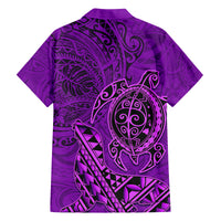 Hawaii Monk Seal and Dolphin Family Matching Tank Maxi Dress and Hawaiian Shirt Polynesian Kakau Pattern Purple