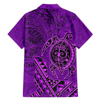 Hawaii Monk Seal and Dolphin Hawaiian Shirt Polynesian Kakau Pattern Purple