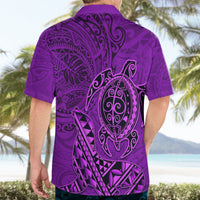 Hawaii Monk Seal and Dolphin Hawaiian Shirt Polynesian Kakau Pattern Purple