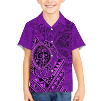 Hawaii Monk Seal and Dolphin Hawaiian Shirt Polynesian Kakau Pattern Purple LT03 - Polynesian Pride