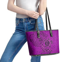 Hawaii Monk Seal and Dolphin Leather Tote Bag Polynesian Kakau Pattern Pink