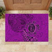 Hawaii Monk Seal and Dolphin Rubber Doormat Polynesian Kakau Pattern Pink