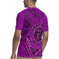 Hawaii Monk Seal and Dolphin Rugby Jersey Polynesian Kakau Pattern Pink LT03 - Polynesian Pride