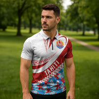 Personalized Tahiti Surfing 2026 Zipper Polo Shirt Marquesan Tattoo-Sporty Style LT03 - Polynesian Pride