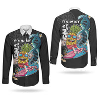 Hawaii Pineapple Surfing Couples Matching Off The Shoulder Long Sleeve Dress and Long Sleeve Button Shirt It's in My DNA - Kakau and Polynesian Pattern LT03 - Polynesian Pride
