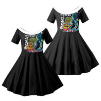 Hawaii Pineapple Surfing Family Matching Summer Maxi Dress and Hawaiian Shirt It's in My DNA - Kakau and Polynesian Pattern LT03 Daughter's Dress Black - Polynesian Pride