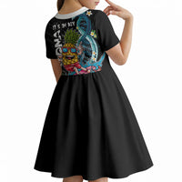 Hawaii Pineapple Surfing Kid Short Sleeve Dress It's in My DNA - Kakau and Polynesian Pattern LT03 - Polynesian Pride