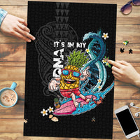 Hawaii Pineapple Surfing Puzzle It's in My DNA - Kakau and Polynesian Pattern LT03 Black - Polynesian Pride