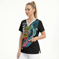 Hawaii Pineapple Surfing Scrub Top It's in My DNA - Kakau and Polynesian Pattern LT03 - Polynesian Pride
