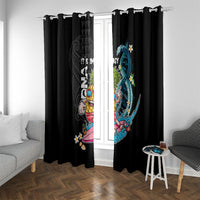 Hawaii Pineapple Surfing Window Curtain It's in My DNA - Kakau and Polynesian Pattern LT03 With Grommets Black - Polynesian Pride