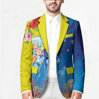Palau Blazer Jellyfish with Coral Reefs Ocean Vibe and Tapa Pattern LT03 - Polynesian Pride