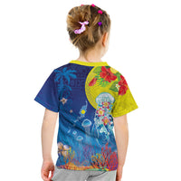 Palau Kid T Shirt Jellyfish with Coral Reefs Ocean Vibe and Tapa Pattern LT03 - Polynesian Pride