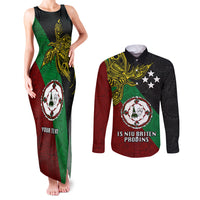 Custom Papua New Guinea East New Britain Province Couples Matching Tank Maxi Dress and Long Sleeve Button Shirts PNG Birds Of Paradise Polynesian Arty Style LT03 Green - Polynesian Pride