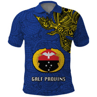Papua New Guinea Gulf Province Polo Shirt PNG Birds Of Paradise Polynesian Arty Style LT03 Blue - Polynesian Pride