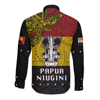 Papua New Guinea Madang Province Long Sleeve Button Shirt PNG Birds Of Paradise Polynesian Arty Style LT03 - Polynesian Pride