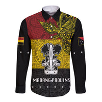 Custom Papua New Guinea Madang Province Long Sleeve Button Shirt PNG Birds Of Paradise Polynesian Arty Style LT03 Unisex Yellow - Polynesian Pride