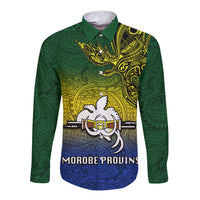 Papua New Guinea Morobe Province Long Sleeve Button Shirt PNG Birds Of Paradise Polynesian Arty Style LT03 Unisex Yellow - Polynesian Pride
