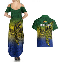 Custom Papua New Guinea Morobe Province Couples Matching Summer Maxi Dress and Hawaiian Shirt PNG Birds Of Paradise Polynesian Arty Style LT03 - Polynesian Pride