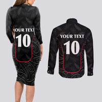 Custom New Zealand Rugby Couples Matching Long Sleeve Bodycon Dress and Long Sleeve Button Shirt Maori All Black Championship 2024 and Silver Fern LT03 - Polynesian Pride