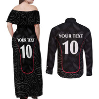 Custom New Zealand Rugby Couples Matching Off Shoulder Maxi Dress and Long Sleeve Button Shirt Maori All Black Championship 2024 and Silver Fern LT03 - Polynesian Pride