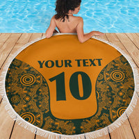 Custom Australia Rugby Championship 2024 Beach Blanket Aboriginal Art Tattoo Pattern