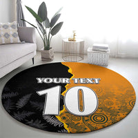 Custom New Zealand and Australia Rugby Championship 2024 Round Carpet Maori Warrior and Kangaroo Mascot with Fern Aboriginal LT03 - Polynesian Pride