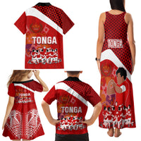 Tonga Rugby Family Matching Tank Maxi Dress and Hawaiian Shirt Sipi Tau Dance Coat of Arms Ngatu Pattern LT03 - Polynesian Pride