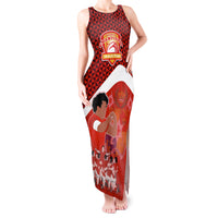 Tonga Rugby Tank Maxi Dress Sipi Tau Dance Coat of Arms Ngatu Pattern LT03 Women Red - Polynesian Pride