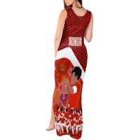 Tonga Rugby Tank Maxi Dress Sipi Tau Dance Coat of Arms Ngatu Pattern LT03 - Polynesian Pride